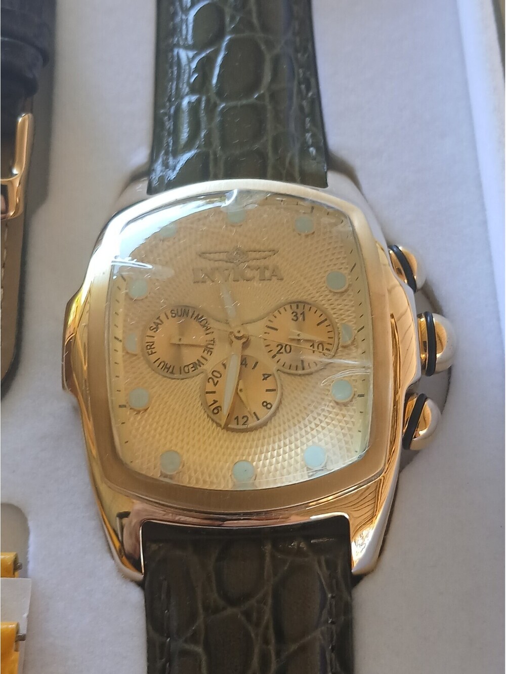 Invicta Gold tone Lupah Ltd Ed. Mod 0068 Watch & 5 Leather Bands NIB w Papers - Picture 8 of 10